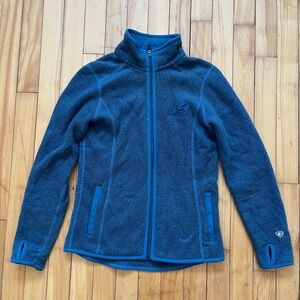 Kuhl Womens Small Full Zip Fleece Jacket Blue Thumbholes Mock Neck Athletic